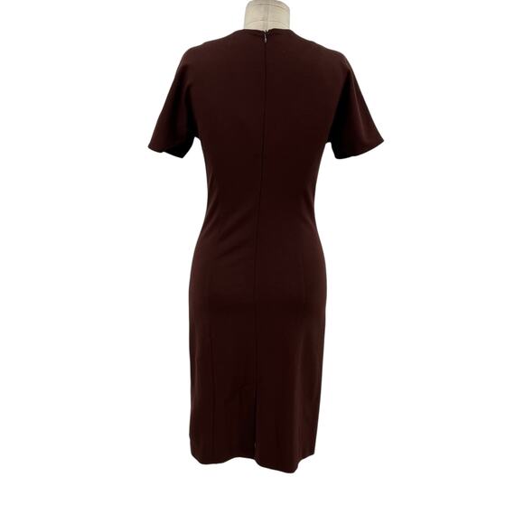 Ottod'Ame Cocoa Sheath Dress Pencil V-Neck Short Sleeve Brown Size US 4 - Picture 9 of 16